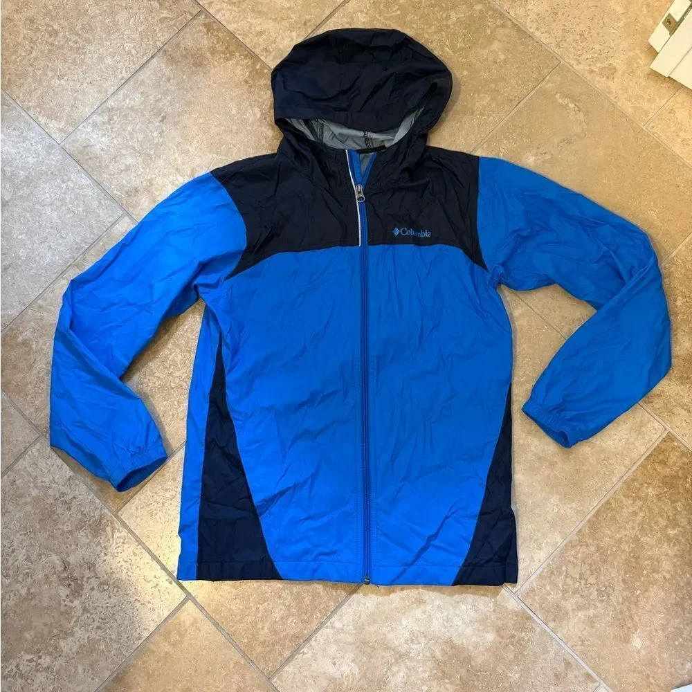 Columbia Boys Large 14-16 Performance Rain Jacket in Blue and Black